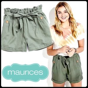 🆕”Maurices" olive linen paperbag shorts